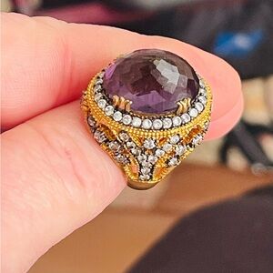 ⚜️Simulated Amethyst & CZ Turkish Handmade Ring Sz 7
STUNNING!